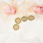 Чорапи за момиче с деликатна панделка в розово, ръчно изработени цветя в цвят сьомга и златисто Picolla Speranza 100099 4