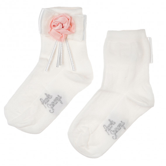 Чорапи за момиче с голяма панделка в цвят сьомга Picolla Speranza 100102 3