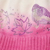 Плетена вълнена шапка за момиче с розови камъчета  TUTU 100197 3