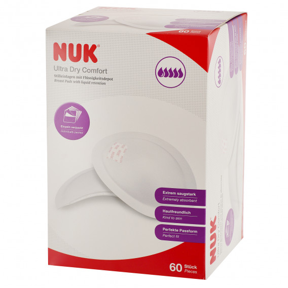 Еднократни подплънки, дневни/нощни, Ultra Dry Comfort, 60 бр. NUK 101080 