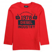 Блуза с дълъг ръкав и щампа за момче червена Diesel 10148 