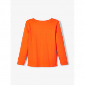 Памучна оранжева блуза с дълъг ръкав и свеж графичен принт за момче Name it 102427 3