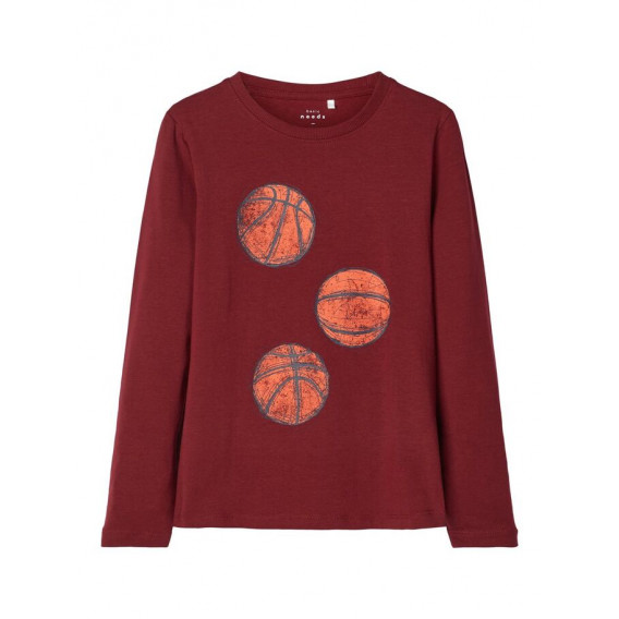Памучна блуза с щампа баскетболни топки за момче Name it 102488 