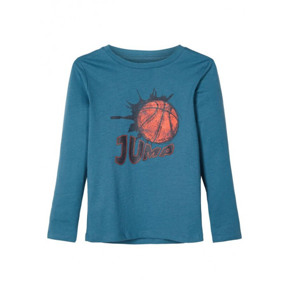 Памучна блуза с дълъг ръкав за момче и щампа баскетболна топка Name it 102521 