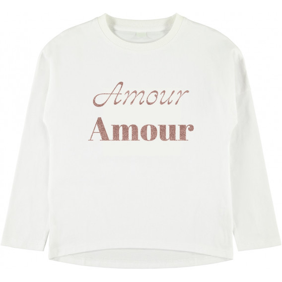 Блуза от органичен памук с надпис "Amour" за момиче Name it 102590 