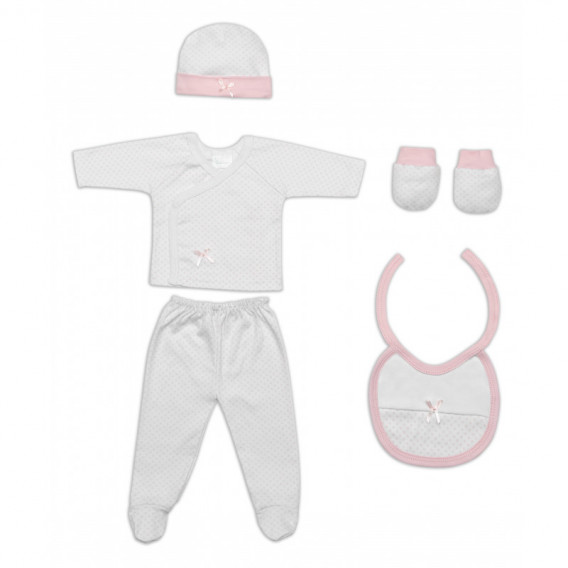 Комплект за изписване на бебе от 5 части, с розово Inter Baby 103002 
