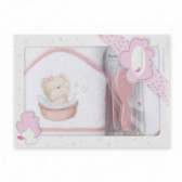 Бебешка хавлия в комплект с четка и гребен, розов Inter Baby 103149 
