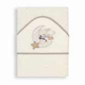 Бебешка хавлия Amoroso с нежна текстилна апликация на прегърнати мечета и бродерия Inter Baby 103170 