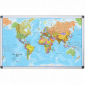 Дъска - карта на света 90X120 см Bi-Office 103369 
