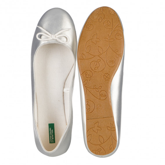 Сребристи обувки балериннки за момиче Benetton 104683 3