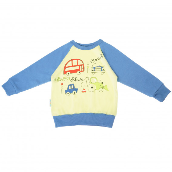 Памучна пижама с дълъг ръкав за момче с весела щампа на колички Ewa Klucze 104872 9