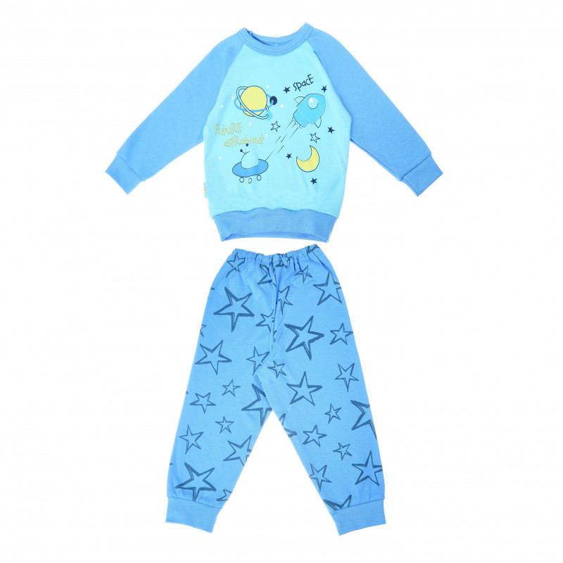 Памучна пижама с дълъг ръкав за момче в две части  104882