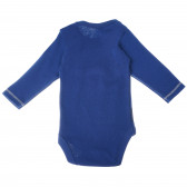 Памучно боди с дълъг ръкав и обкантено деколте за бебе за момче синьо Ewa Klucze 104915 2