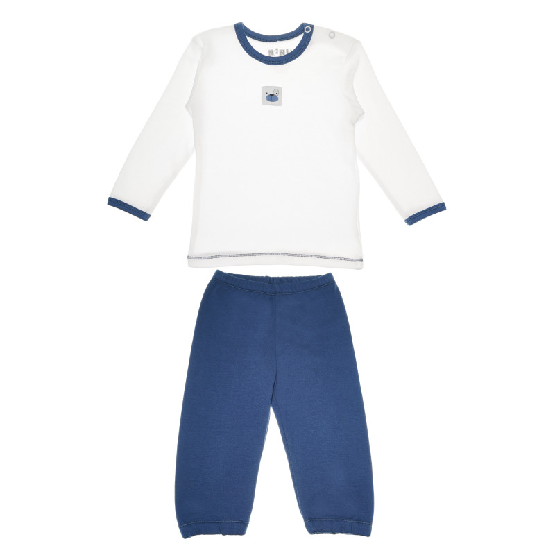 Памучна пижама с весела апликация за бебе момче  105006