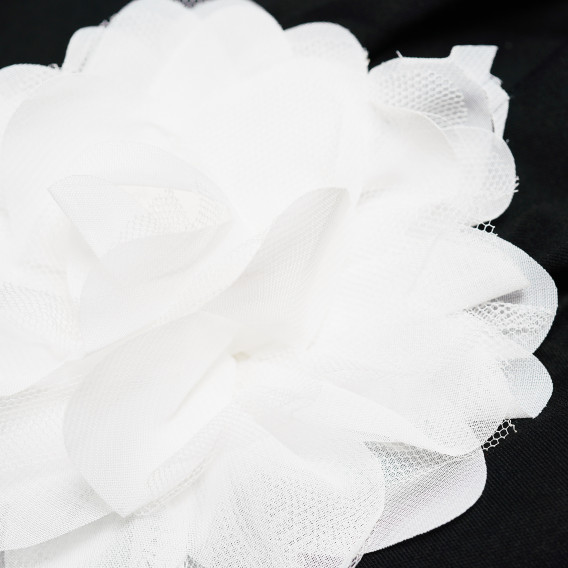 Памучна рокля с къс ръкав и декорация бяло цвете за момиче The Tiny Universe 105049 5