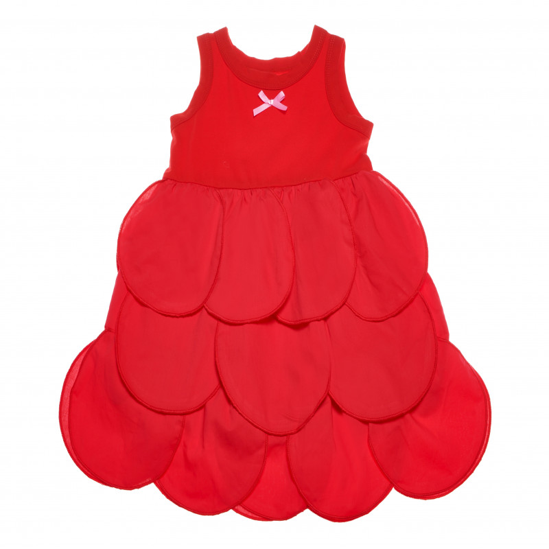 Памучна рокля без ръкави на големи кръгове за момиче червена  105054