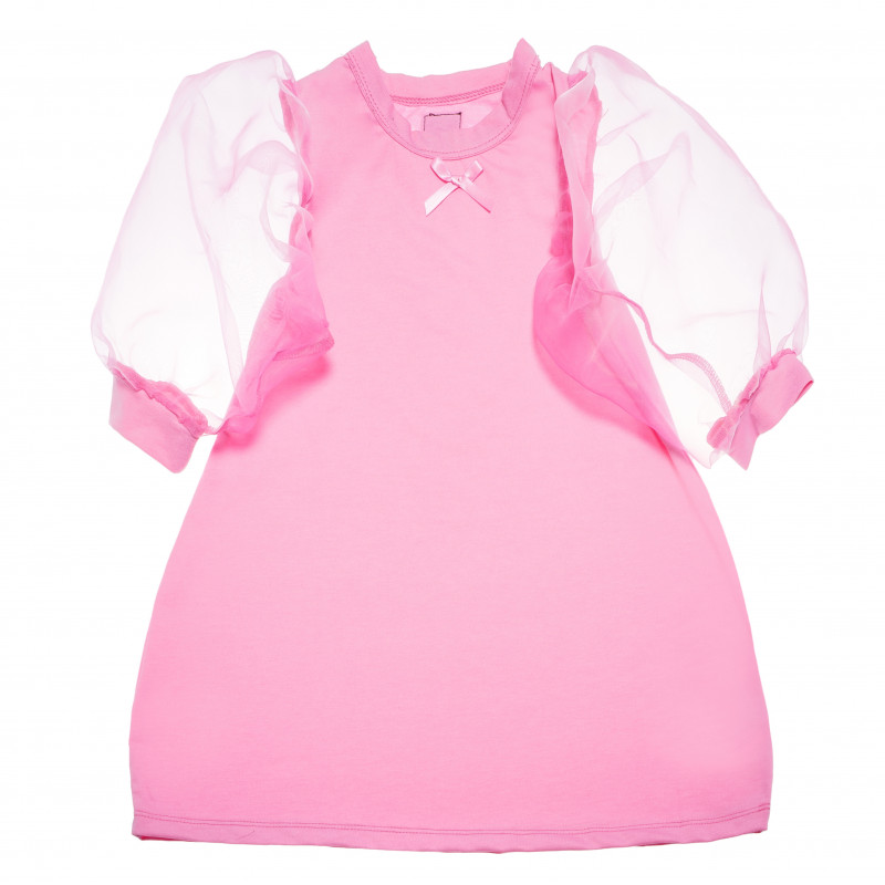Детска рокля с дълъг ръкав от тюл в розов цвят за момиче  105085
