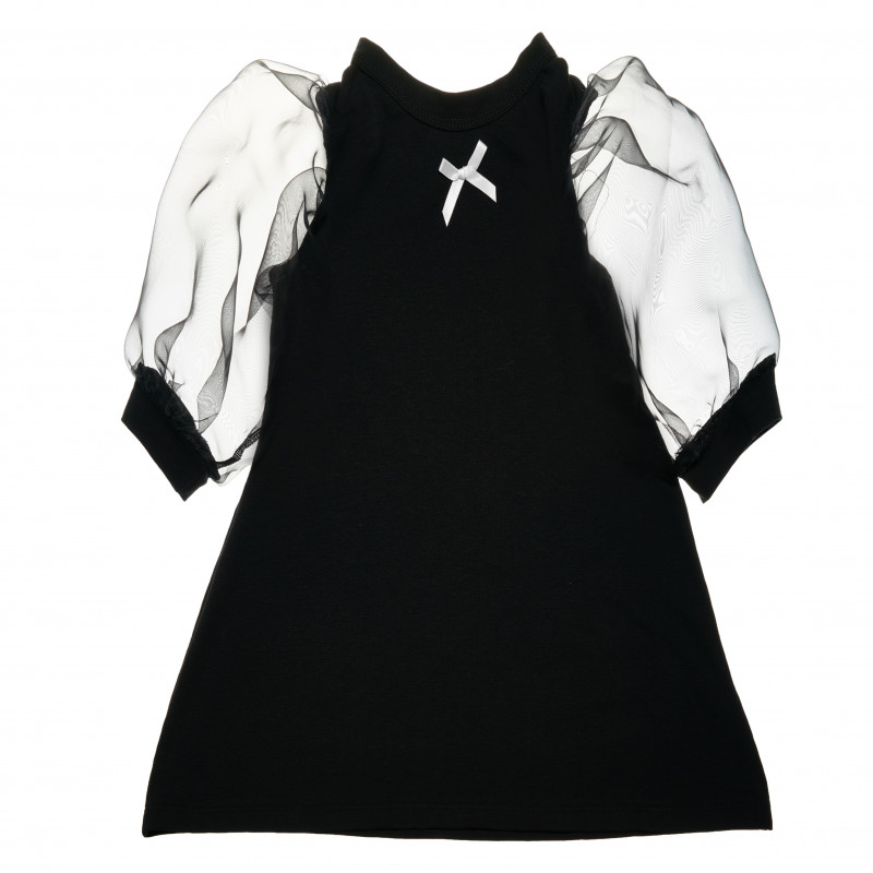 Детска рокля с дълъг ръкав от тюл в черен цвят за момиче  105091