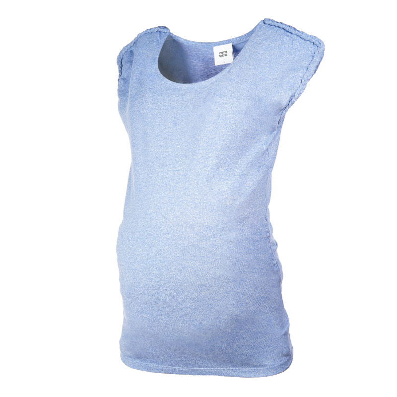 Памучна блуза без ръкави за бременни, синя  107020