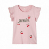 Блуза с къс ръкав от органичен памук, розова за момиче Name it 107104 