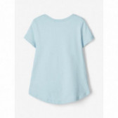 Блуза със свободна кройка от органичен памук, светло синя за момиче Name it 107237 2