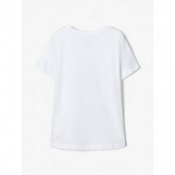 Тениска с принт от органичен памук, бяла за момче Name it 107244 2