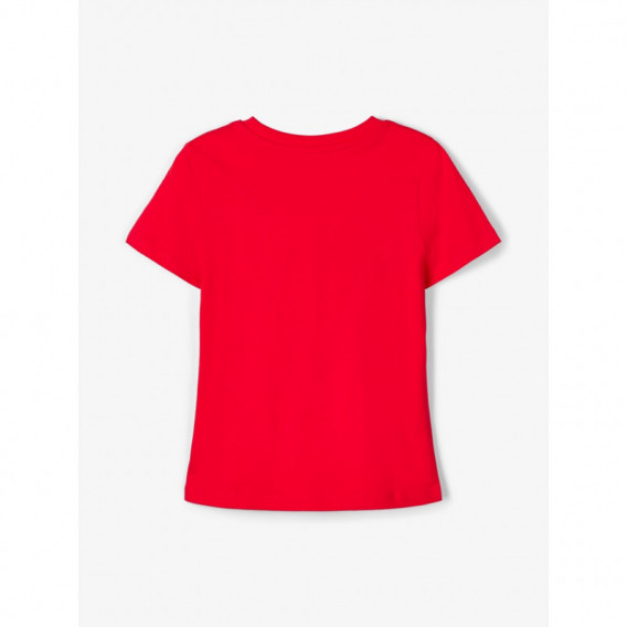 Тениска с принт от органичен памук, червена за момче Name it 107247 2