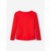 Памучна блуза със свободна кройка, червена за момиче Name it 107380 2