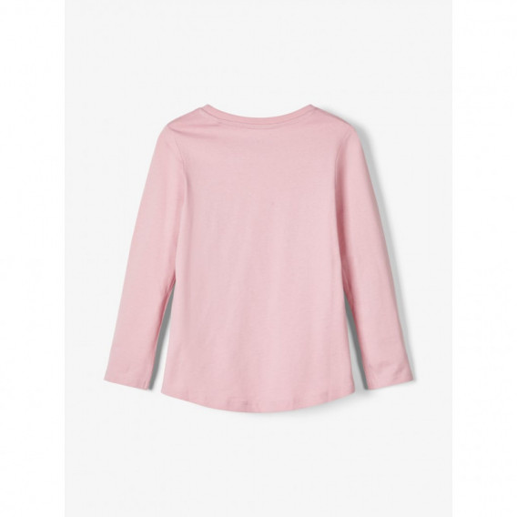 Памучна блуза с права кройка, розова за момиче Name it 107387 3