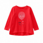 Памучна блуза с принт и свободна кройка, червена за момиче Name it 107426 
