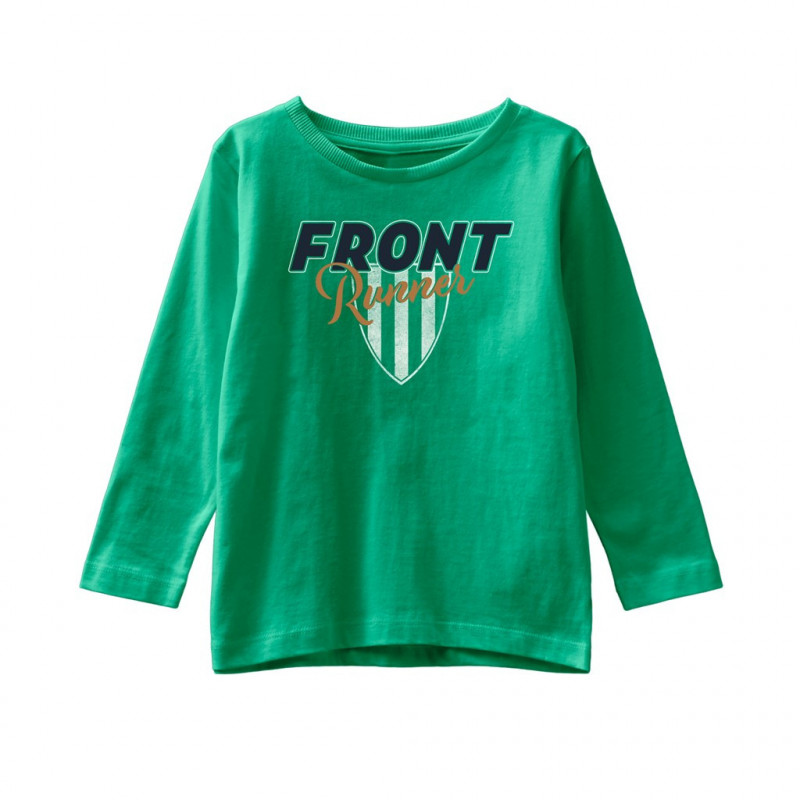 Свободно стояща памучна блуза, зелена за момче  107484