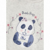 Памучна блуза с панда, сива за момиче Name it 107569 3