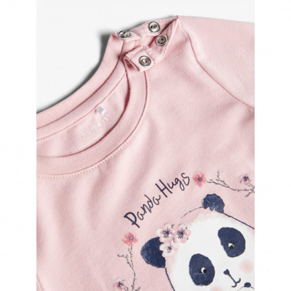 Памучна блуза с панда, розова за момиче Name it 107572 3