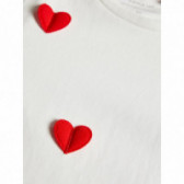 Памучна блуза с пришити червени сърчица, бяла за момиче Name it 107611 3