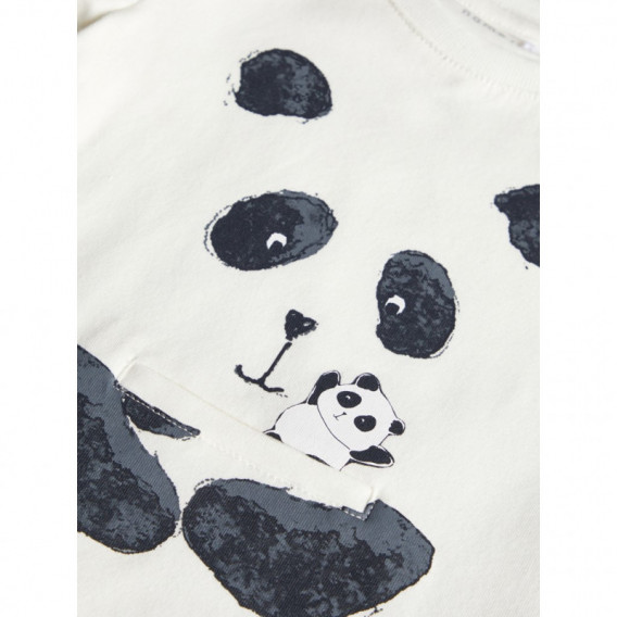 Памучна блуза с панда, бяла за момче Name it 107614 3