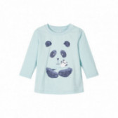 Памучна блуза с панда, синя за момче Name it 107615 