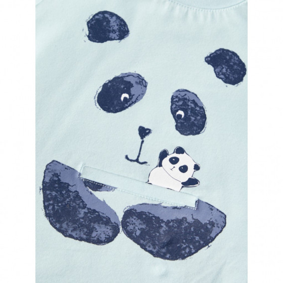 Памучна блуза с панда, синя за момче Name it 107617 3