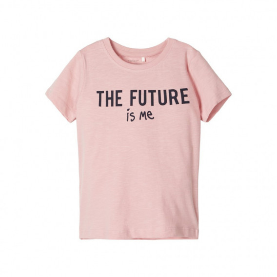 Блуза от органичен памук с принт, розова за момиче Name it 107621 