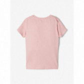 Блуза от органичен памук с принт, розова за момиче Name it 107622 2