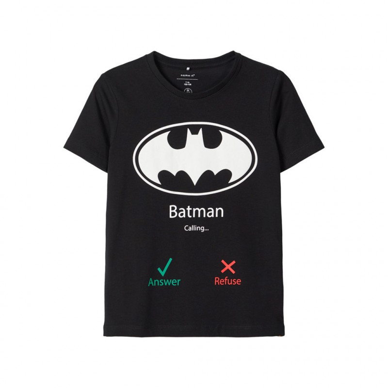 Памучна блуза с щампа на Batman, черна за момче  107674
