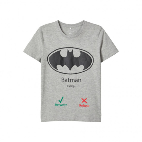 Памучна блуза с щампа на Batman, сива за момче Name it 107677 