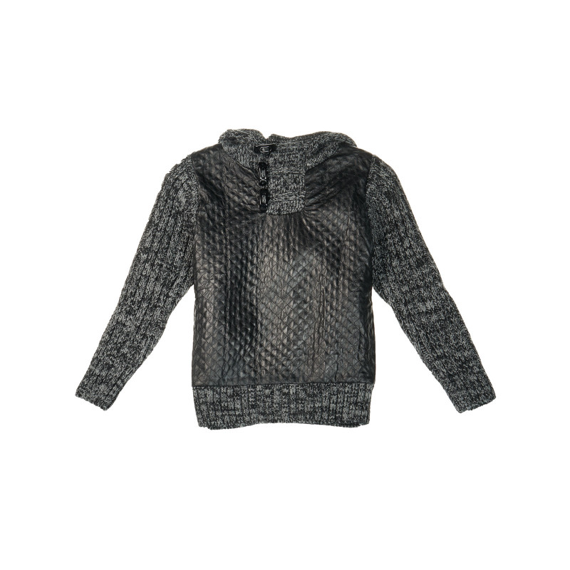 Пуловер за момче с качулка и  декоративни копчета, бежов  10802