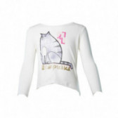 Памучна блуза с щампа, бяла за момиче Pets 108061 