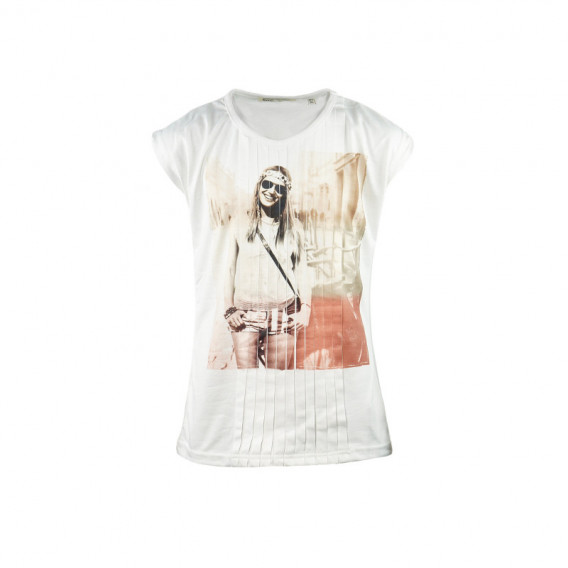 Ефектна тениска със щампа, бяла за момиче EMOI 108064 
