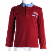 Блуза в бордо с дълъг ръкав и декоративен джоб с копче за момче MC United 10834 