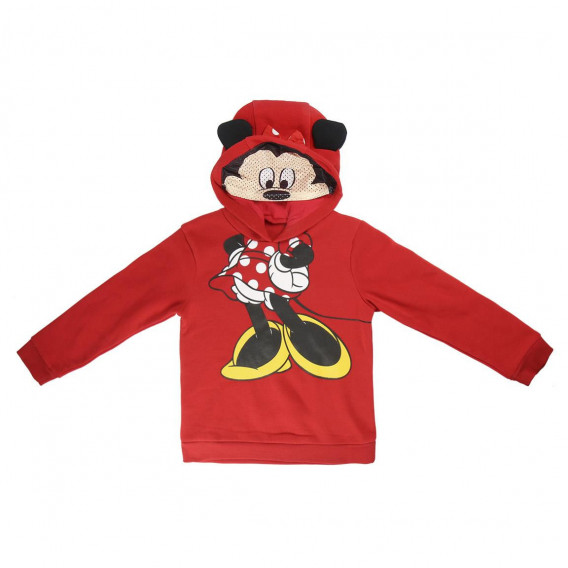 Суитшърт Minnie Mouse с качулка за момиче червен Minnie Mouse 1092 