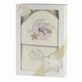 Бебешка хавлия Amoroso с нежна текстилна апликация на прегърнати мечета и бродерия Inter Baby 109397 3