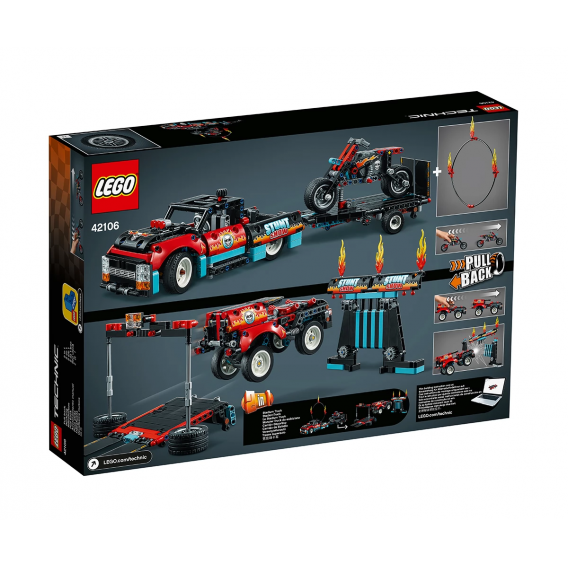 Конструктор - Камион и мотоциклет за каскади, 610 части Lego 110434 2
