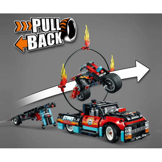 Конструктор - Камион и мотоциклет за каскади, 610 части Lego 110443 11