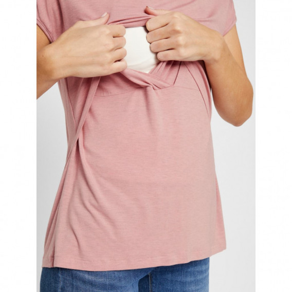 Блуза с къс ръкав за бременни и кърмачки розова Mamalicious 110595 3